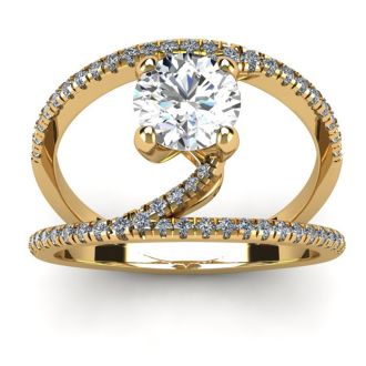1.50 Carat Open Band Engagement Ring In 14K Yellow Gold