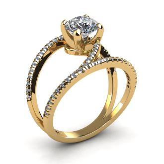 1.50 Carat Open Band Engagement Ring In 14K Yellow Gold