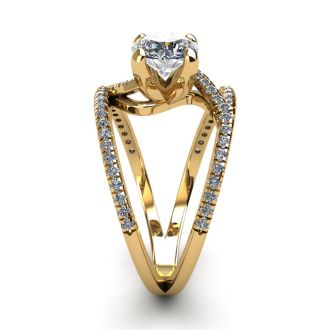 1.50 Carat Open Band Engagement Ring In 14K Yellow Gold