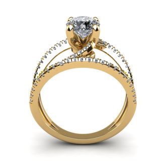 1.50 Carat Open Band Engagement Ring In 14K Yellow Gold