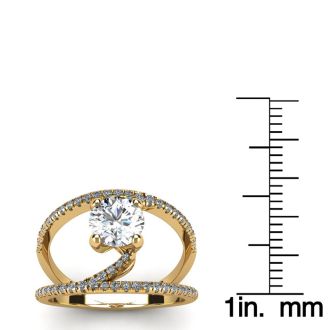 1.50 Carat Open Band Engagement Ring In 14K Yellow Gold
