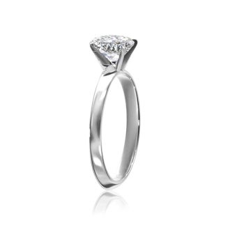 1 Carat Cushion Diamond Solitaire Engagement Ring in 14 Karat White Gold. Diamond Is Off-Color, Eye-Clean.  CLOSEOUT