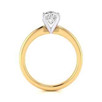 1 Carat Cushion Cut Diamond Solitaire Engagement Ring In 14K Yellow Gold