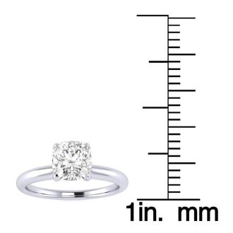 3/4 Carat Cushion Cut Diamond Solitaire Engagement Ring In 14K White Gold
