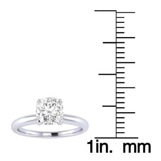 3/4 Carat Cushion Cut Diamond Solitaire Engagement Ring In 14K White Gold
