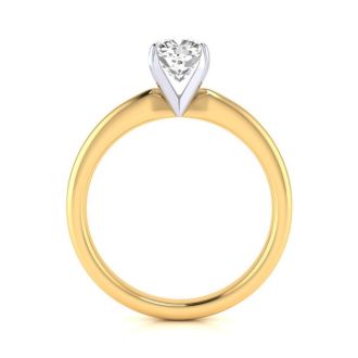 3/4 Carat Cushion Cut Diamond Solitaire Engagement Ring In 14K Yellow Gold