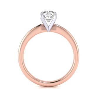 3/4 Carat Cushion Cut Diamond Solitaire Engagement Ring In 14K Rose Gold