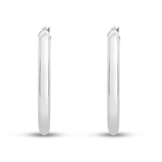 30x3MM Classic Hoop Earrings In Sterling Silver