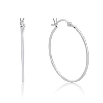 Sterling Silver 1.2MM Wide 1 Inch Hoop Earrings. Super Popular For Every Day Wear!