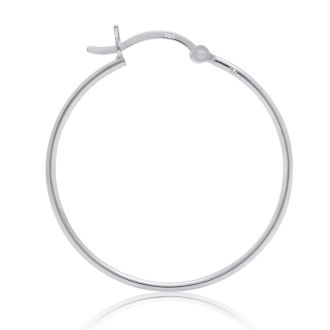 Sterling Silver 1.2MM Wide 1 Inch Hoop Earrings. Super Popular For Every Day Wear!