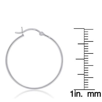 Sterling Silver 1.2MM Wide 1 Inch Hoop Earrings. Super Popular For Every Day Wear!