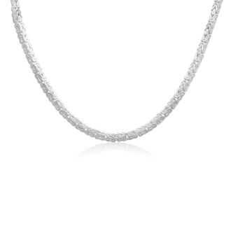 Sterling Silver 6MM Byzanite Chain Necklace, 16 Inches
