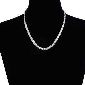 Sterling Silver 6MM Byzanite Chain Necklace, 20 Inches