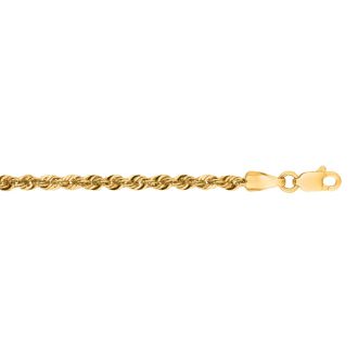 14 Karat Yellow Gold 2.5mm 18 Inch Light Weight Rope Chain