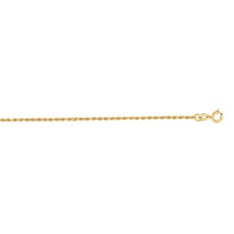 14 Karat Yellow Gold 1.25mm 16 Inch Solid Diamond Cut Rope Chain