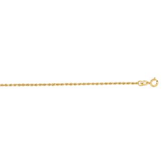 14 Karat Yellow Gold 1.25mm 20 Inch Solid Diamond Cut Rope Chain