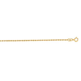 14 Karat Yellow Gold 1.25mm 18 Inch Solid Diamond Cut Rope Chain