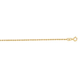 14 Karat Yellow Gold 1.25mm 20 Inch Solid Diamond Cut Rope Chain