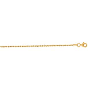 14 Karat Yellow Gold 1.50mm 10 Inch Solid Diamond Cut Rope Chain Anklet