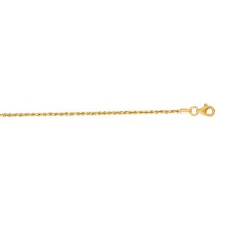 14 Karat Yellow Gold 1.50mm 24 Inch Solid Diamond Cut Rope Chain