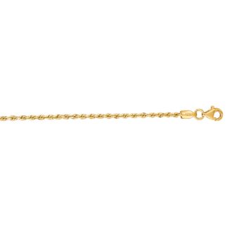 14 Karat Yellow Gold 2.0mm 20 Inch Solid Diamond Cut Rope Chain