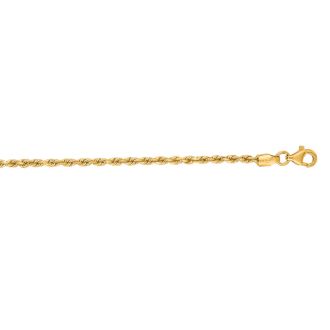 14 Karat Yellow Gold 2.25mm 16 Inch Solid Diamond Cut Rope Chain