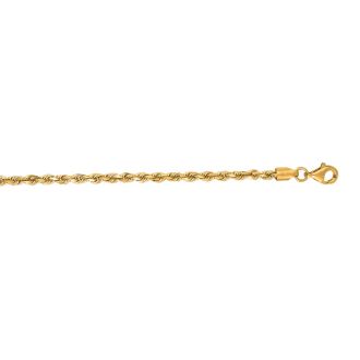 14 Karat Yellow Gold 2.75mm 18 Inch Solid Diamond Cut Rope Chain