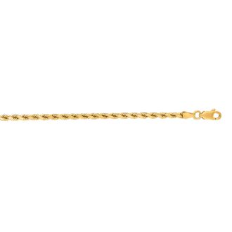 14 Karat Yellow Gold 3.50mm 18 Inch Solid Diamond Cut Rope Chain