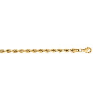 14 Karat Yellow Gold 4.0mm 7 Inch Solid Diamond Cut Rope Chain