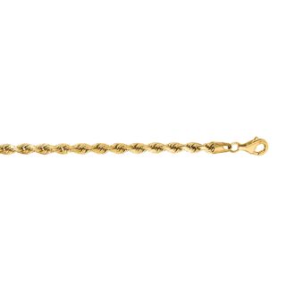 14 Karat Yellow Gold 4.0mm 8 Inch Solid Diamond Cut Rope Chain
