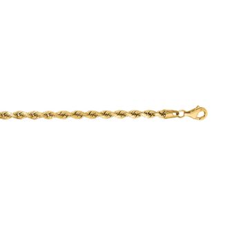 14 Karat Yellow Gold 4.0mm 24 Inch Solid Diamond Cut Rope Chain