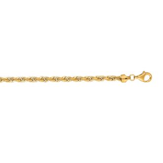 14 Karat Yellow Gold 5.0mm 8 Inch Solid Diamond Cut Rope Chain