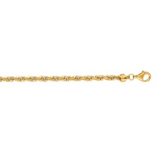 14 Karat Yellow Gold 5.0mm 22 Inch Solid Diamond Cut Rope Chain