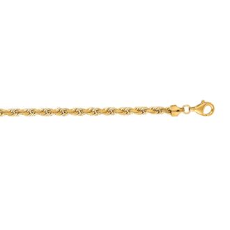 14 Karat Yellow Gold 5.0mm 24 Inch Solid Diamond Cut Rope Chain