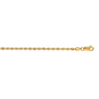 14 Karat Yellow Gold 2.5mm 7 Inch Solid Rope Chain