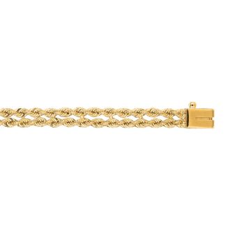 14 Karat Yellow Gold 5.0mm 7 Inch Double Line Rope Chain