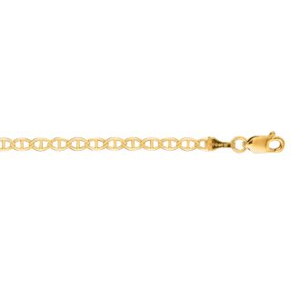 14 Karat Yellow Gold 3.20mm 10 Inch Diamond Cut Mariner Link Chain Anklet