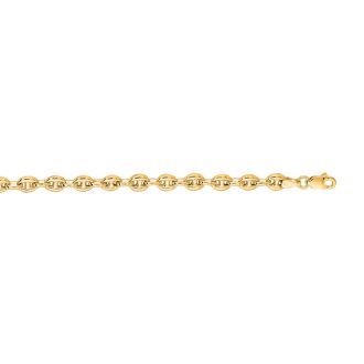 14 Karat Yellow Gold 4.70mm 10 Inch Puffed Mariner Link Chain Anklet