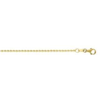 14 Karat Yellow Gold 1.50mm 18 Inch Non Diamond Cut Shiny Bead Chain