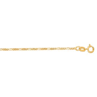 14 Karat Yellow Gold 1.90mm 24 Inch Diamond Cut Classic Figaro Chain