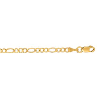 14 Karat Yellow Gold 2.80mm 10 Inch Diamond Cut Classic Figaro Chain Anklet