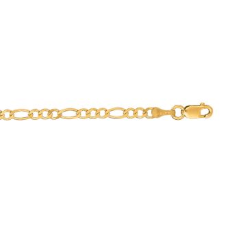 14 Karat Yellow Gold 3.10mm 7 Inch Diamond Cut Classic Figaro Chain