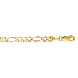 14 Karat Yellow Gold 3.80mm 7 Inch Diamond Cut Classic Figaro Chain
