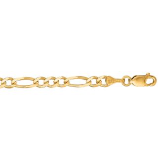 14 Karat Yellow Gold 3.80mm 30 Inch Diamond Cut Classic Figaro Chain