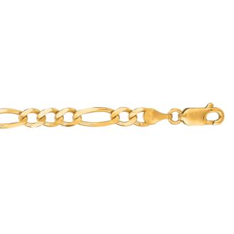 14 Karat Yellow Gold 4.50mm 7 Inch Diamond Cut Classic Figaro Chain