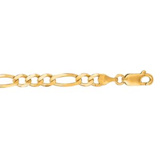 14 Karat Yellow Gold 4.50mm 24 Inch Diamond Cut Classic Figaro Chain