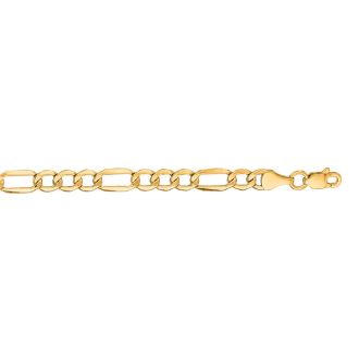 14 Karat Yellow Gold 4.6mm 7 Inch Diamond Cut Light Figaro Chain
