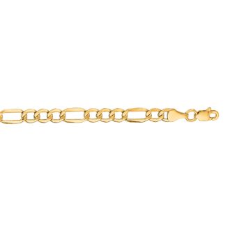 14 Karat Yellow Gold 4.6mm 24 Inch Diamond Cut Light Figaro Chain