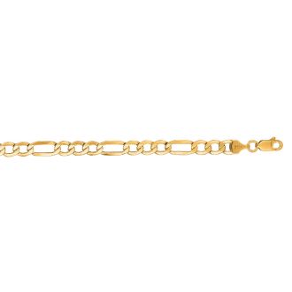 14 Karat Yellow Gold 5.4mm 8.50 Inch Diamond Cut Light Figaro Chain