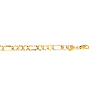 14 Karat Yellow Gold 6.5mm 8.50 Inch Diamond Cut Light Figaro Chain